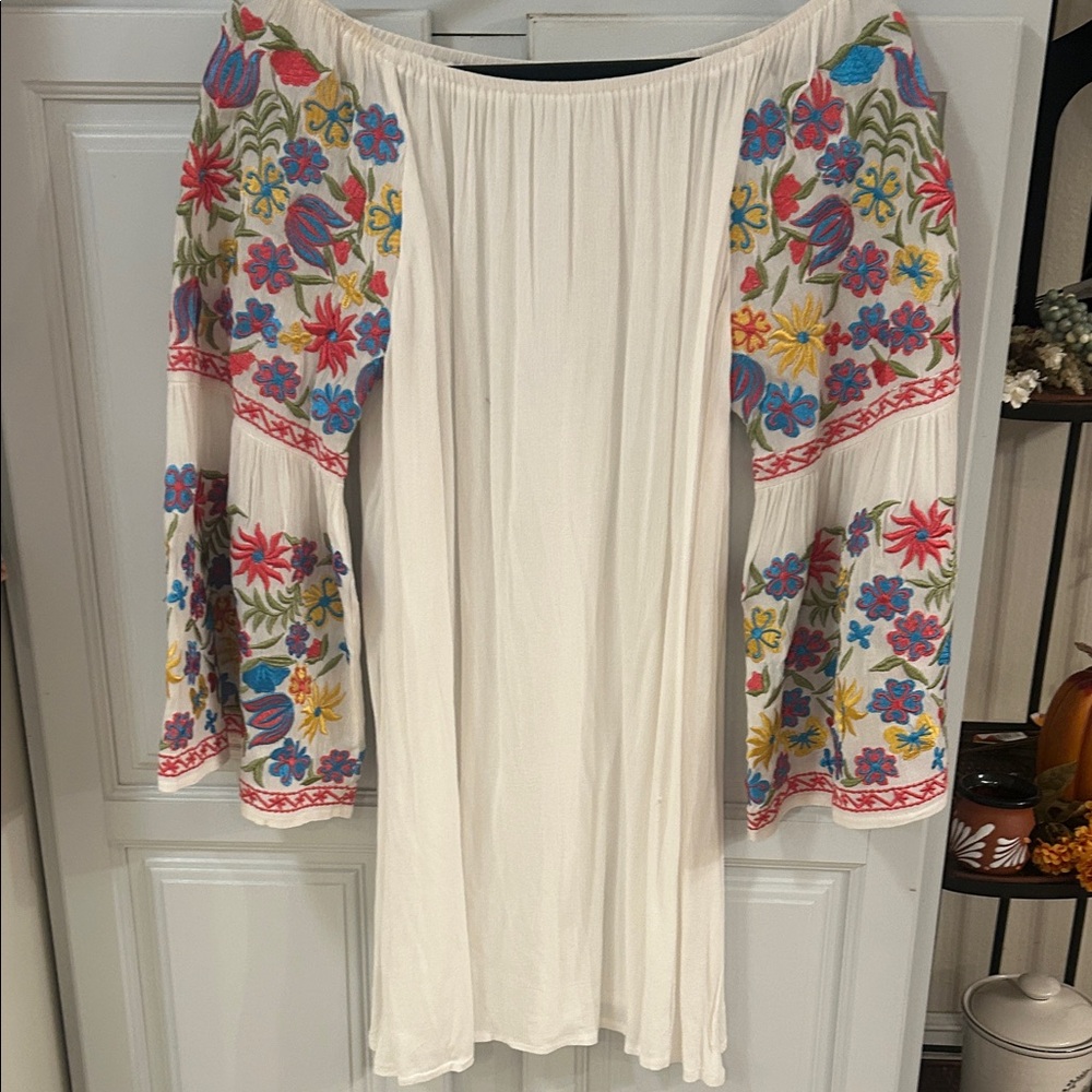 Floral Embroidered Off-Shoulder Dress